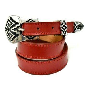 Nocona Vintage Red Western Leather Belt Size 23